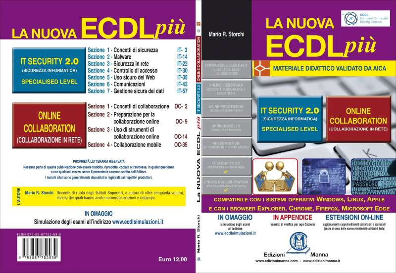 prima e quarta di copertina del volume "ECDL+ IT Security 2.0 & Online Collaboration"